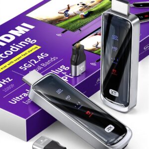 Wireless hdmi Transmitter and Receiver 328FT/100M，4K Decode Plug & Play Portable 5G+2.4G Wireless Display Adapter Extender Kit for Video and Audio to Monitor from PC/Projector