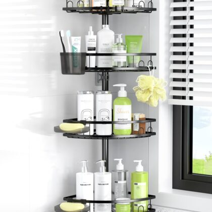 Standing Corner Shower Caddy – Rustproof Bathroom Shower Stand Shelf